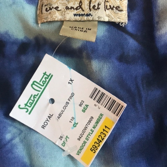 *nwt Live and Let Live Blue Top 1X - Picture 5 of 6